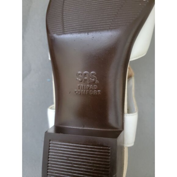 SAS White Sunburst Heel Strap Sandal Women's Sz 9.5 WW - USA Made Retail $149 - Picture 9 of 11